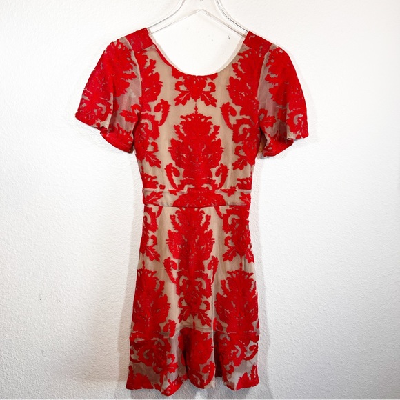 For Love and Lemons San Marcos red lace open back mini dress - Picture 2 of 10